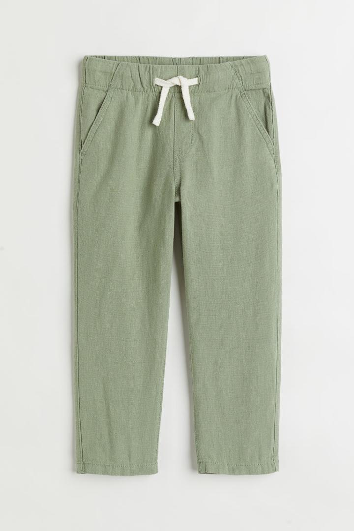 H & M - Slim Fit Linen-blend Chinos - Green