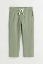 H & M - Slim Fit Linen-blend Chinos - Green