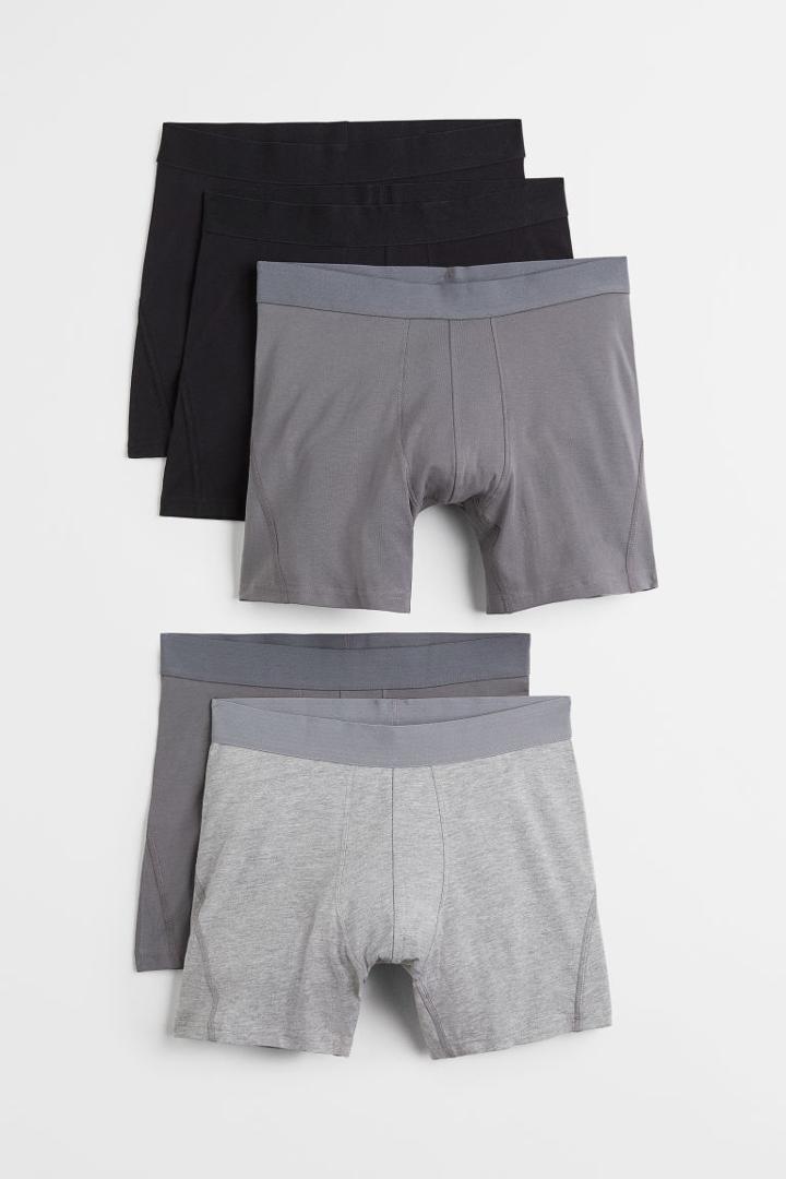 H & M - 5-pack Cotton Boxer Shorts - Gray