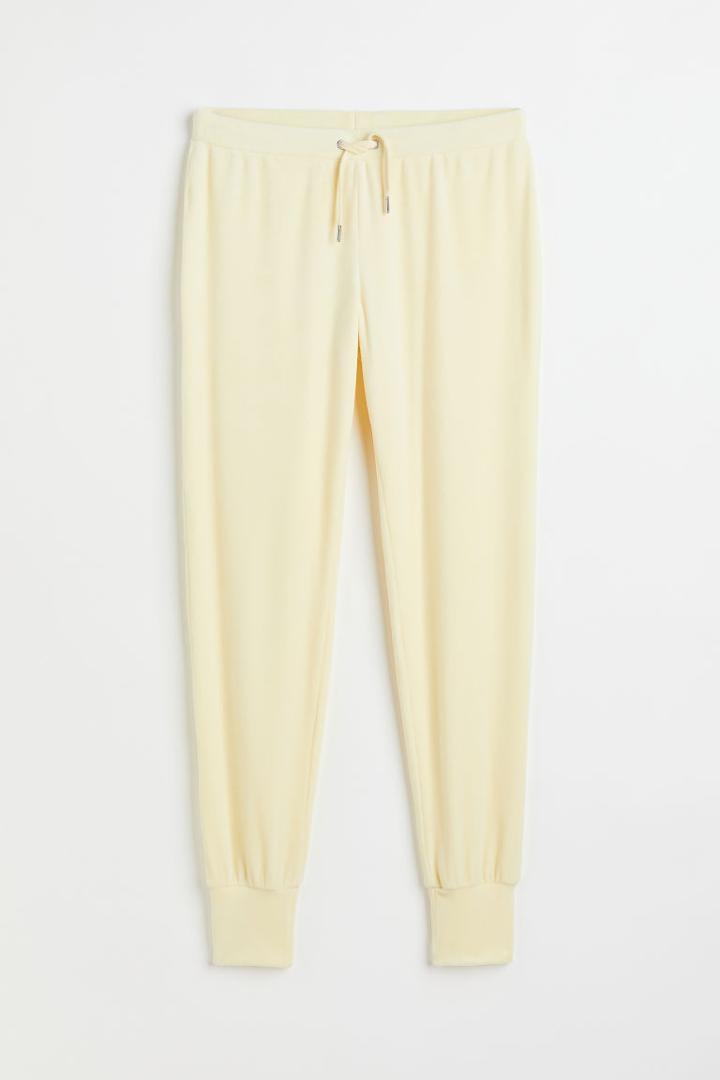 H & M - Velour Joggers - Yellow