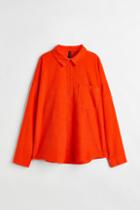 H & M - Oversized Corduroy Shirt - Orange