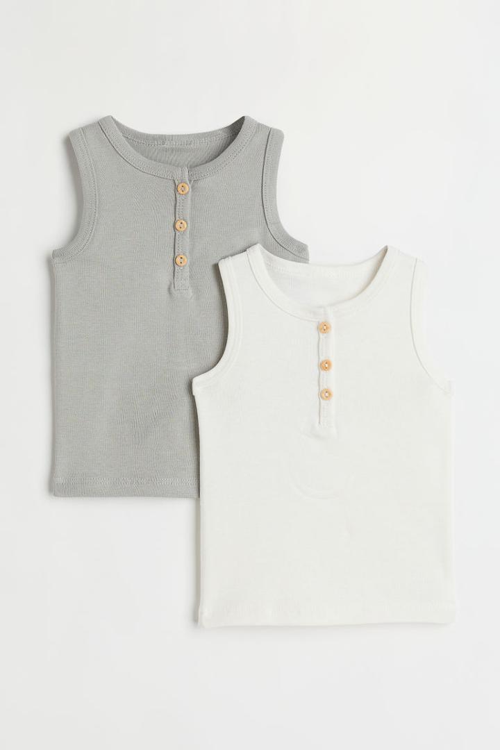 H & M - 2-pack Tank Tops - Gray
