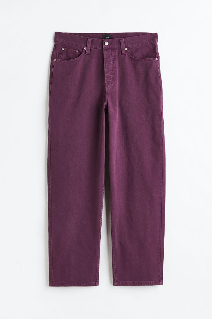 H & M - Loose Fit 5-pocket Twill Pants - Purple