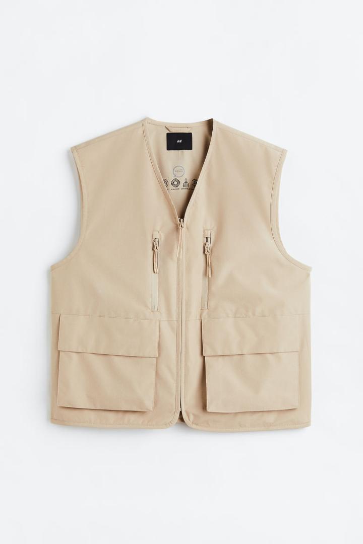 H & M - Relaxed Fit Water-repellent Vest - Beige