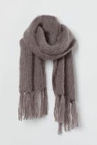 H & M - Fluffy Wool-blend Scarf - Gray