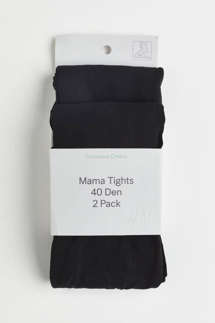 H & M - Mama 2-pack Tights 40 Denier - Black