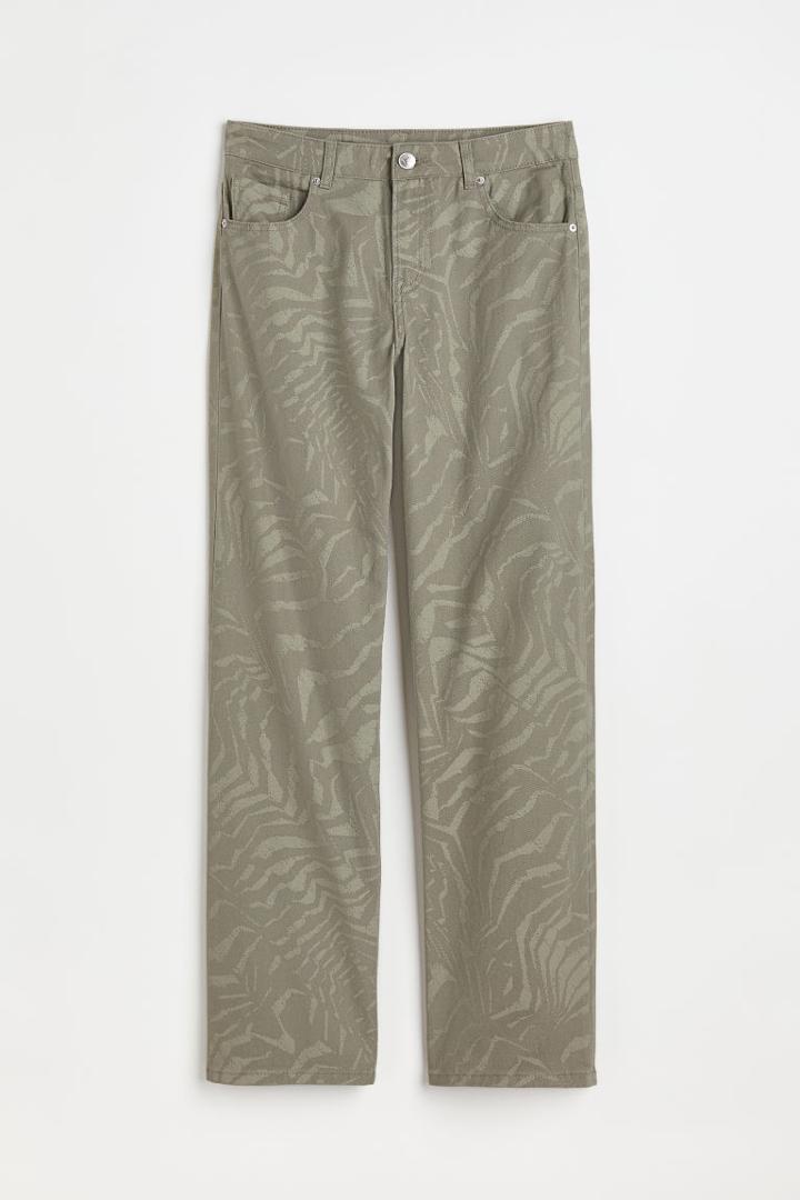 H & M - Wide-leg Twill Pants - Green