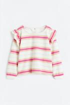 H & M - Flounce-trimmed Sweatshirt - White