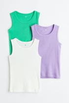 H & M - 3-pack Cotton Tank Tops - Purple