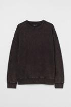 H & M - Relaxed-fit Washed-look Sweatshirt - Black