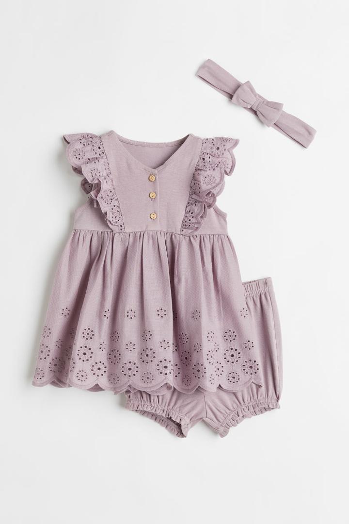 H & M - 3-piece Cotton Set - Purple