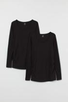 H & M - Mama 2-pack Jersey Tops - Black