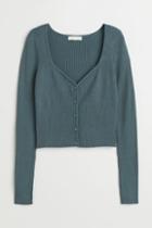 H & M - Ribbed Sweater - Turquoise