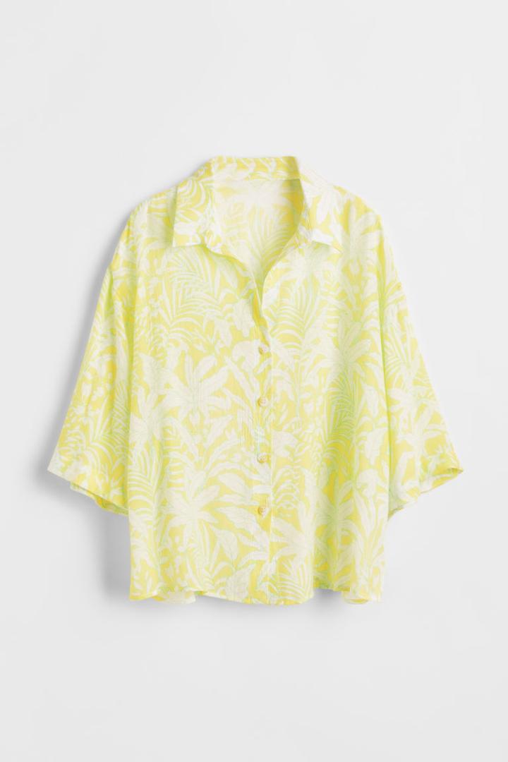 H & M - Boxy Resort Shirt - Yellow