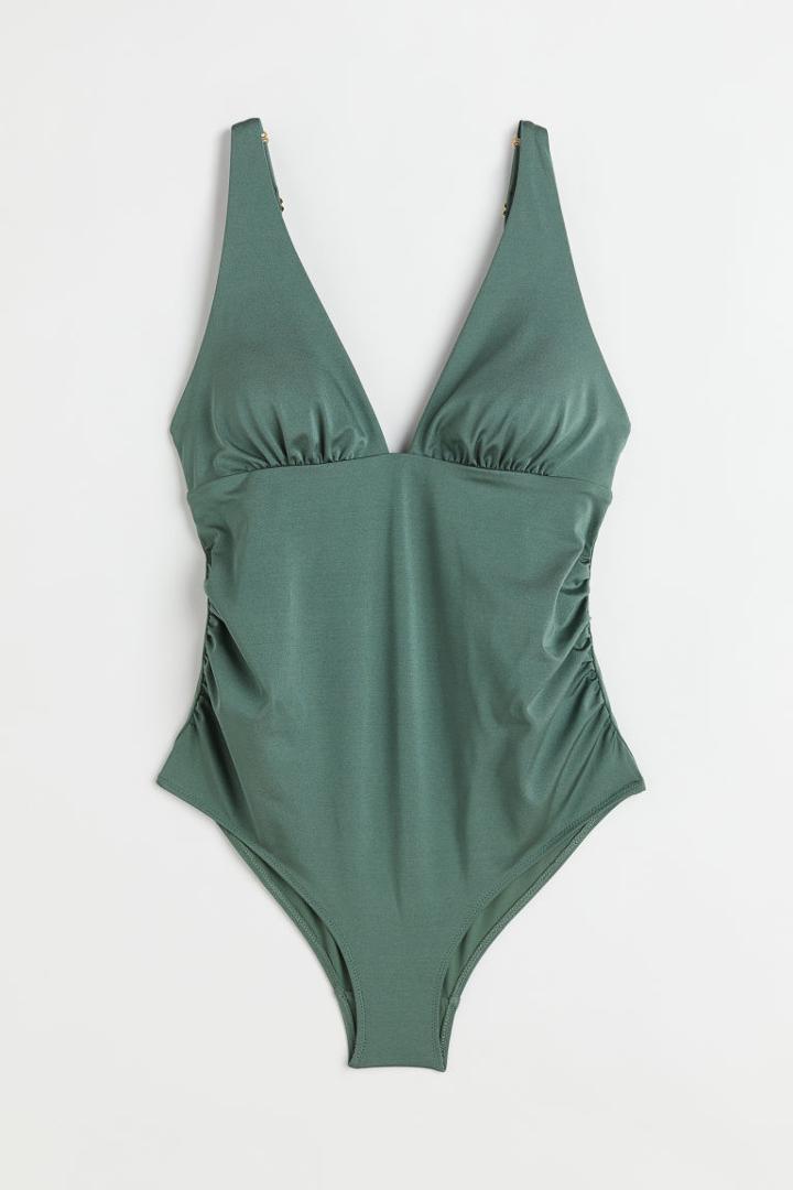 H & M - Mama V-neck Swimsuit - Green