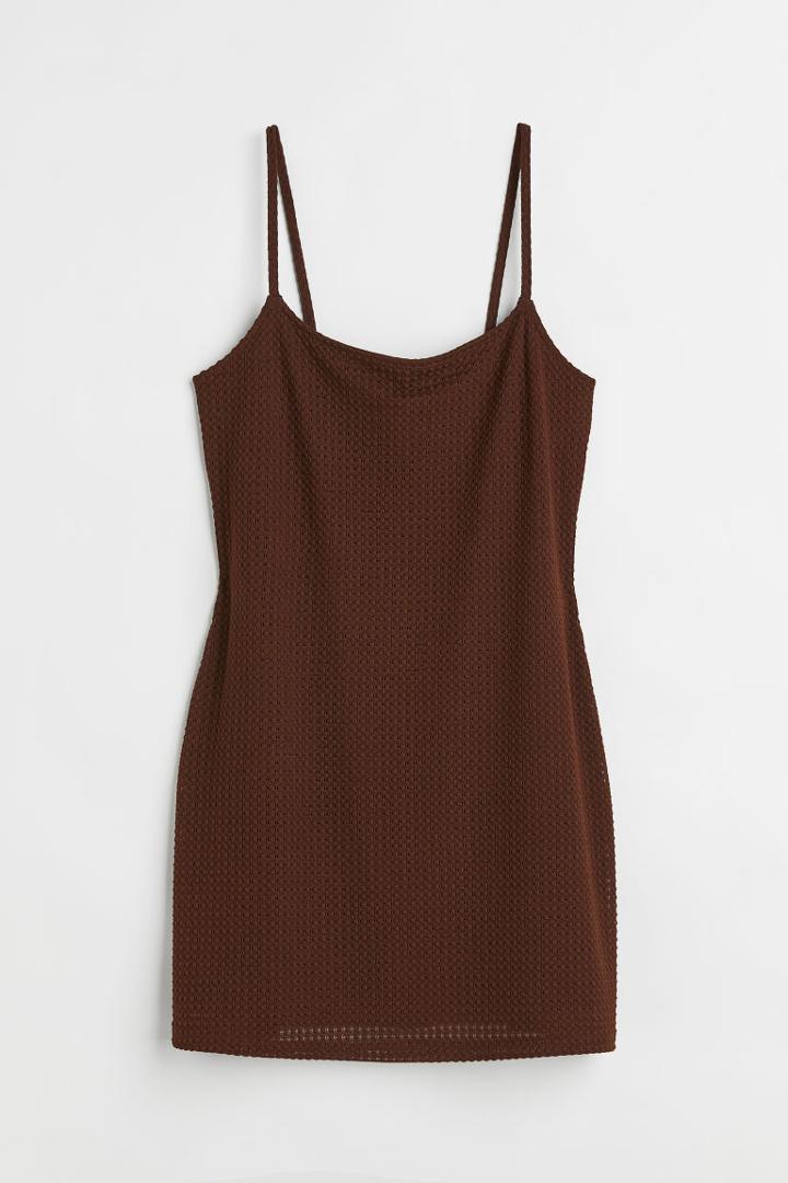 H & M - Crochet-look Jersey Dress - Brown