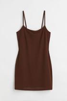 H & M - Crochet-look Jersey Dress - Brown