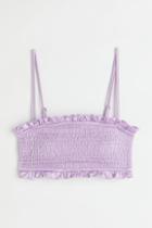 H & M - Smocked Bandeau Bikini Top - Purple