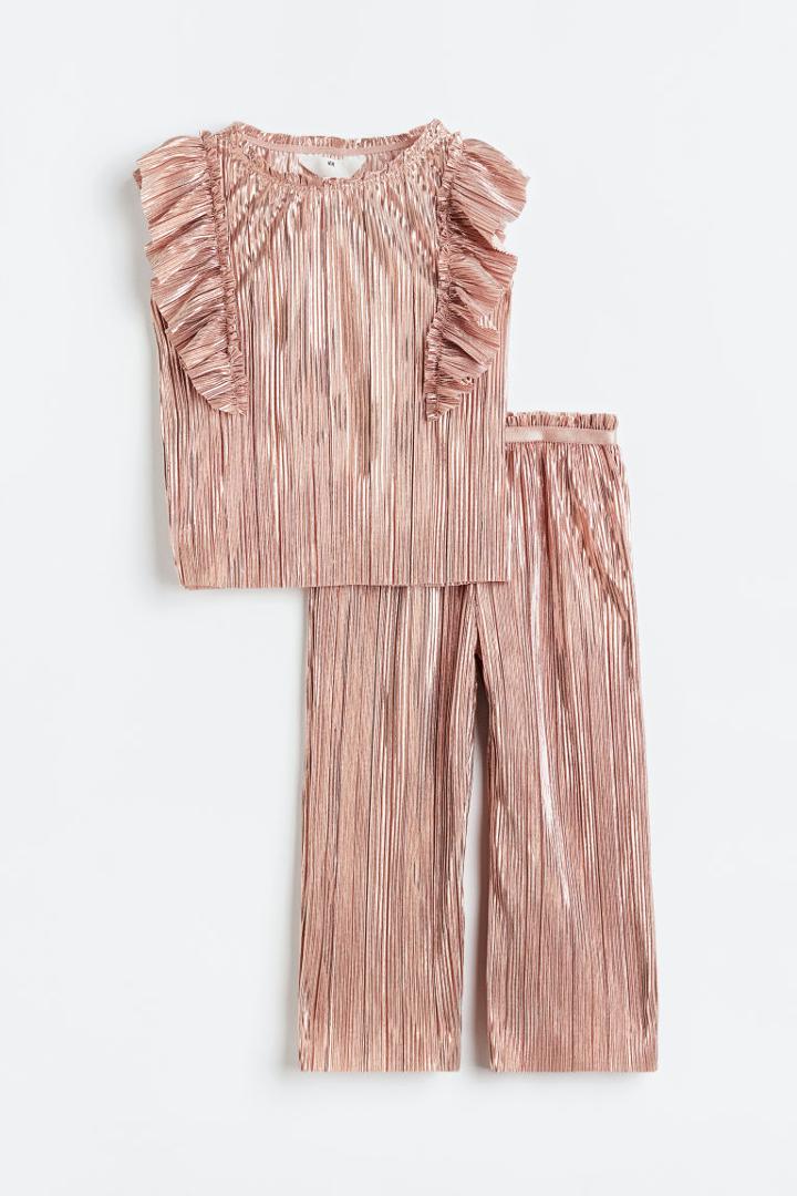 H & M - 2-piece Shimmery Set - Pink