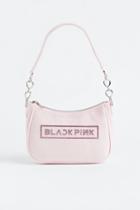 H & M - Rhinestone-motif Velour Shoulder Bag - Pink
