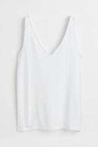 H & M - Linen-blend Tank Top - White