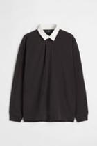 H & M - Oversized Fit Rugby Shirt - Black