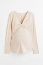 H & M - Mama Knot-detail Top - Beige