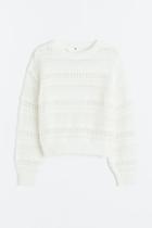 H & M - Crochet-look Sweater - White
