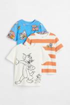H & M - 3-pack Printed T-shirts - Blue