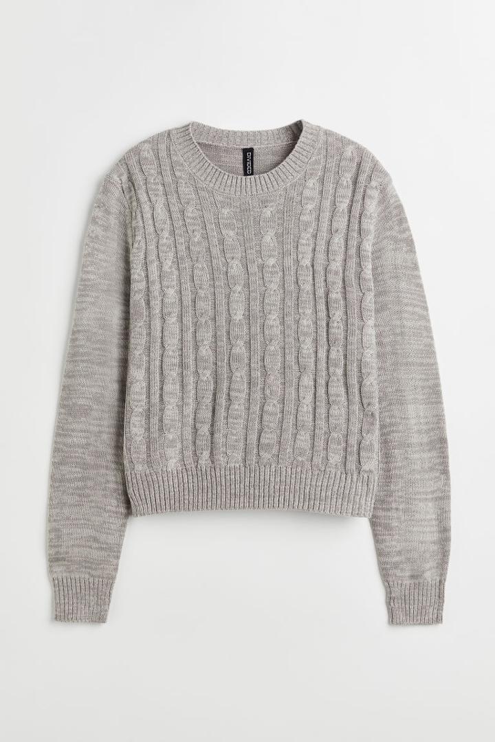 H & M - Cable-knit Sweater - Gray