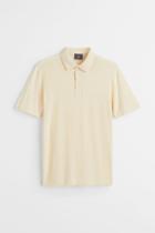 H & M - Slim Fit Fine-knit Polo Shirt - Yellow
