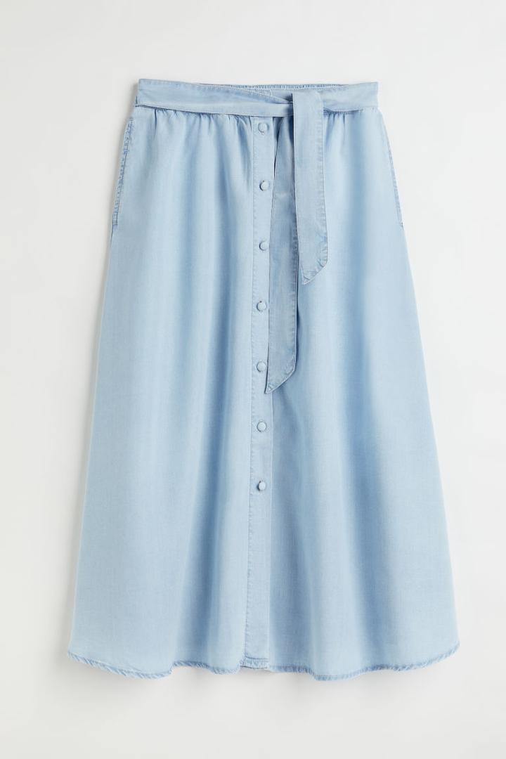H & M - Tie Belt Skirt - Blue