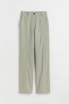 H & M - Straight-leg Linen-blend Pants - Green