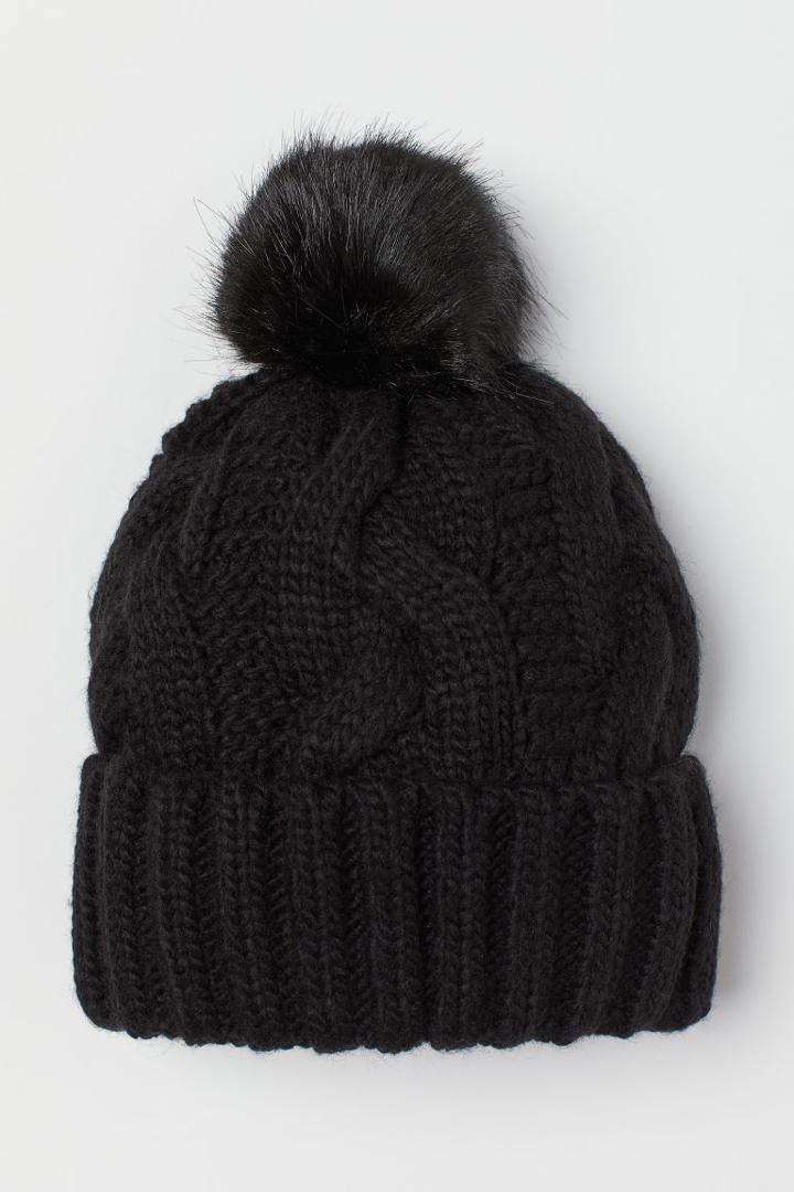 H & M - Cable-knit Hat - Black