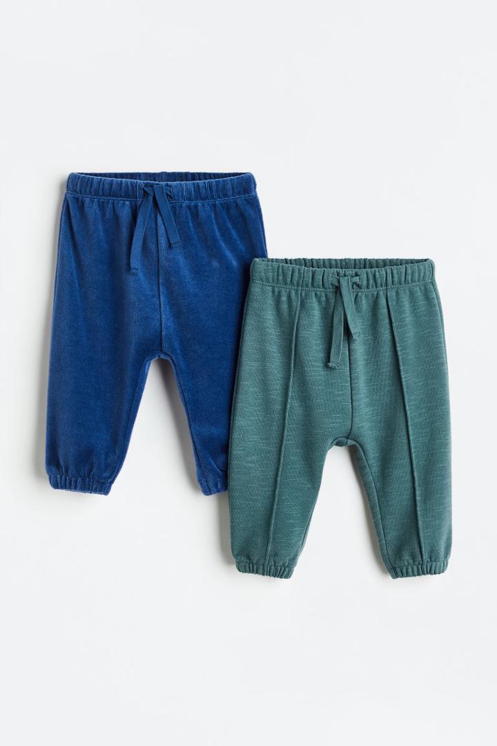 H & M - 2-pack Velour Joggers - Blue