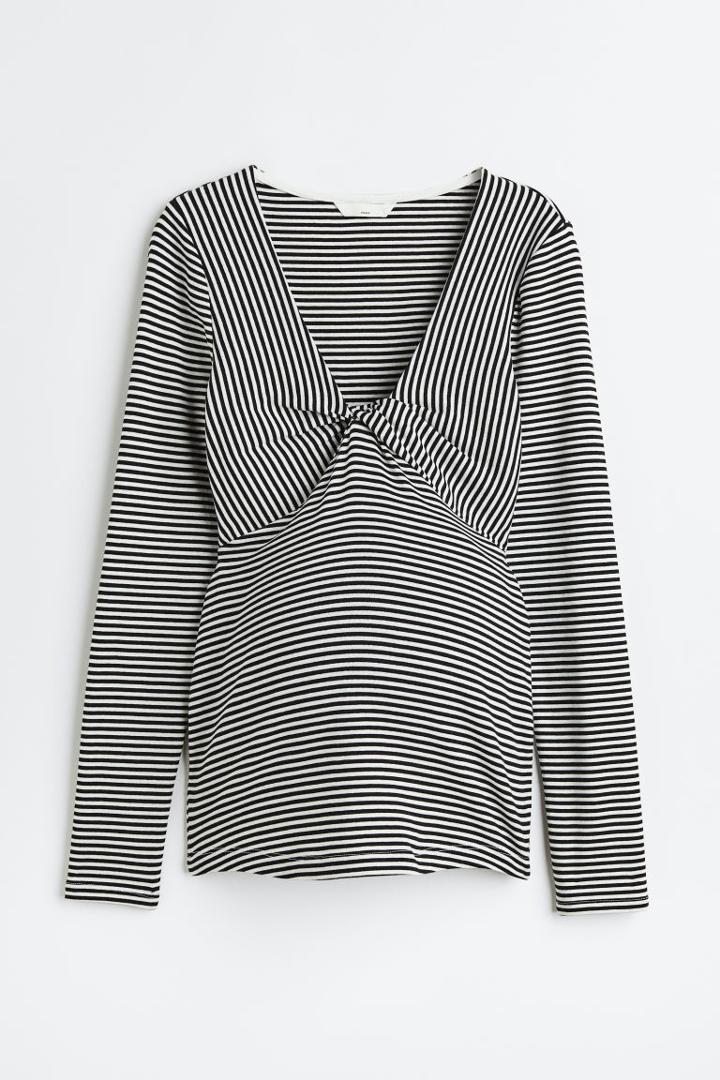 H & M - Mama Knot-detail Top - Black