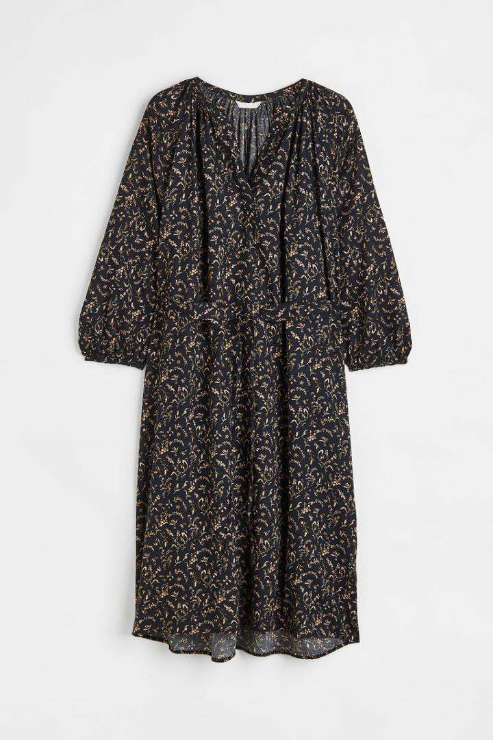 H & M - H & M+ Balloon-sleeved Dress - Black