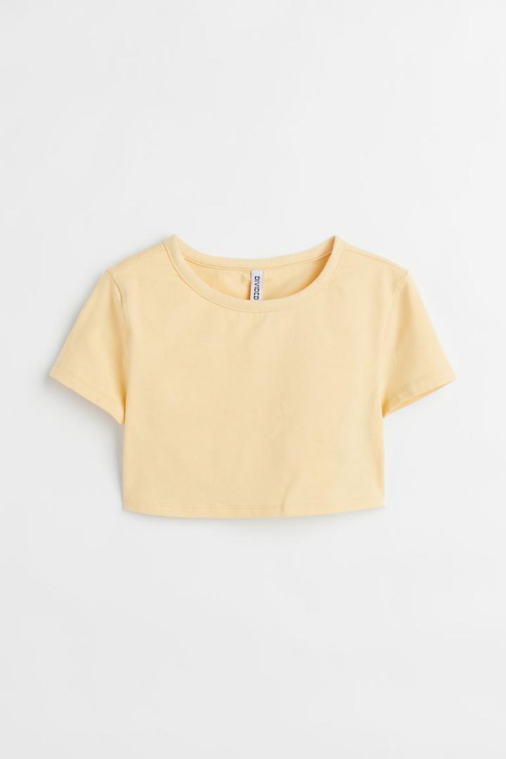 H & M - Cotton Crop Top - Yellow