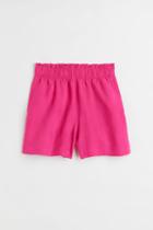 H & M - Linen-blend Pull-on Shorts - Pink