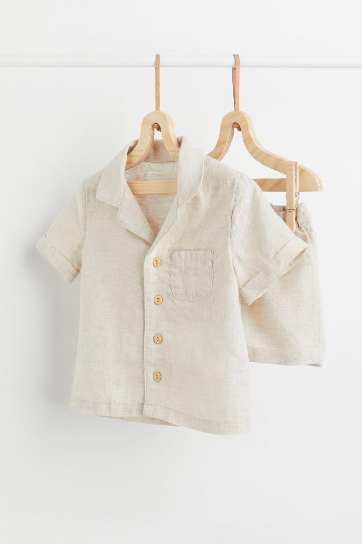 H & M - 2-piece Linen Set - Beige