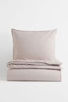 H & M - Washed Cotton Duvet Cover Set - Brown