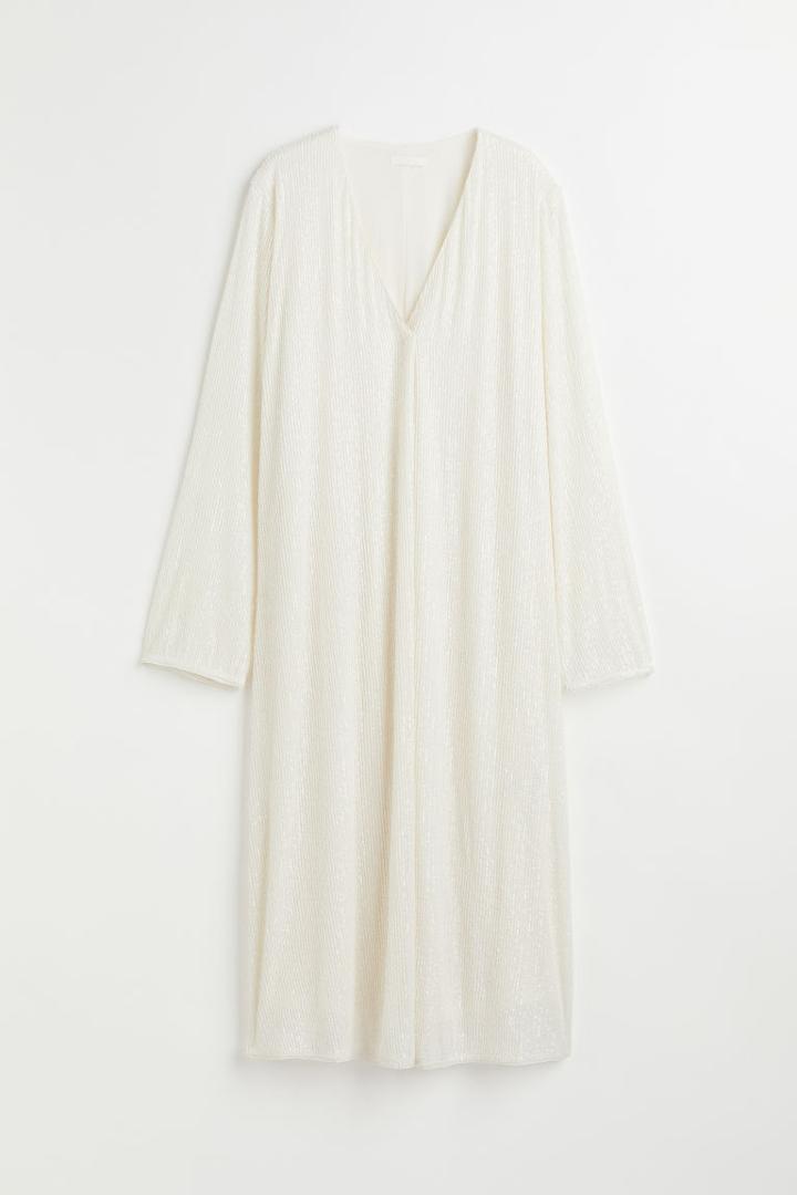H & M - Sequined Dress - White