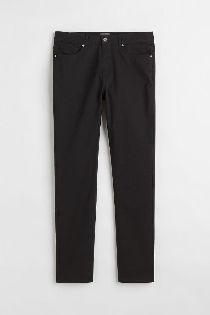 H & M - Slim Fit Cotton Twill Pants - Black
