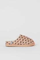 H & M - Quilted Printed Slippers - Beige