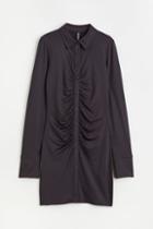 H & M - Draped Shirt Dress - Black