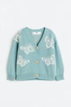 H & M - Patterned Cardigan - Turquoise