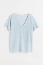 H & M - Linen Jersey Top - Blue