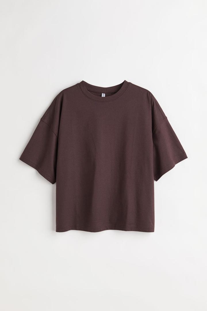 H & M - Boxy T-shirt - Brown