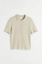 H & M - Rib-knit Top - Beige