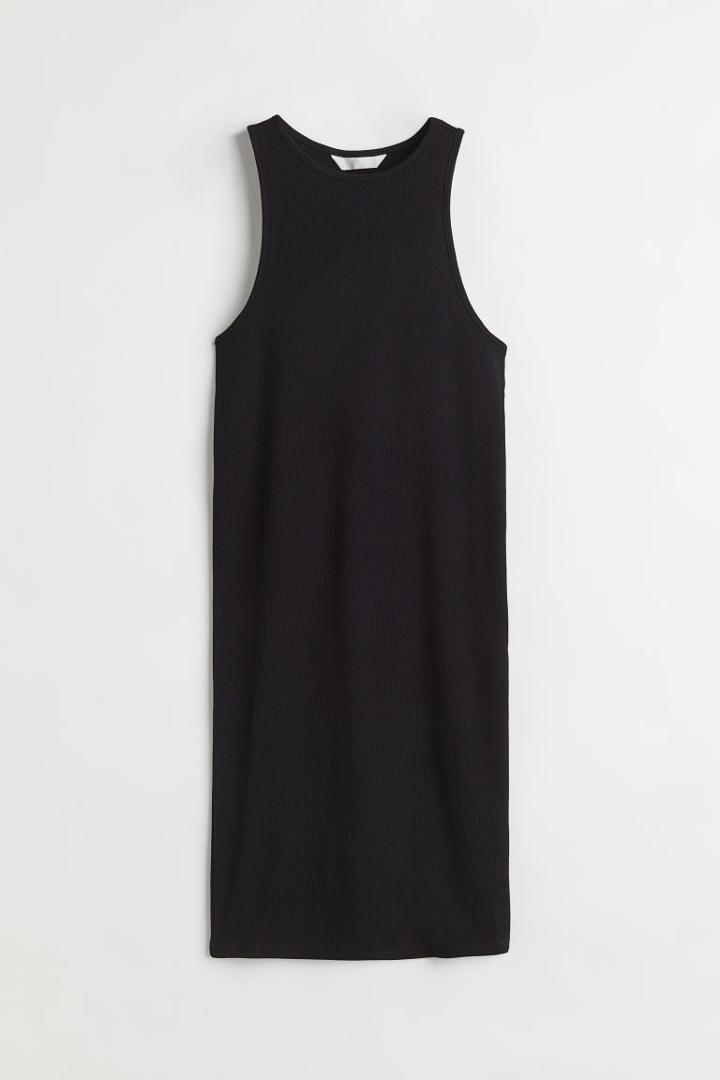 H & M - Ribbed Jersey Dress - Black